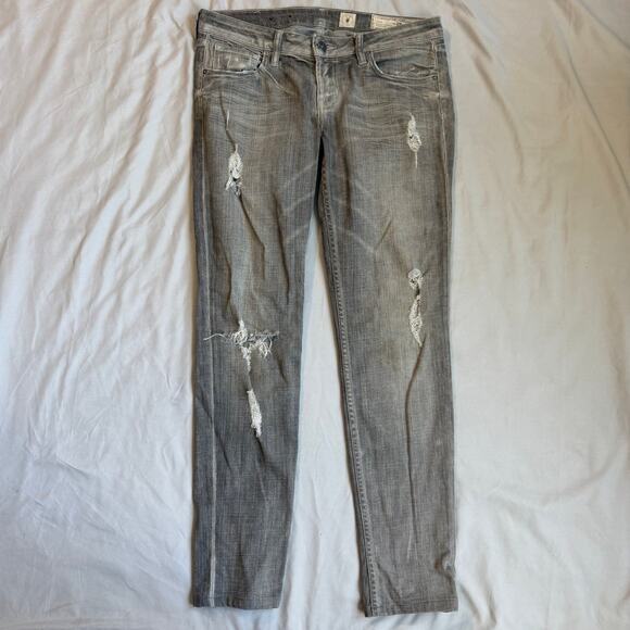 AllSaints Gray, Distressed, Woodvale Pipe Skinny Jeans- 28 - Picture 2 of 11